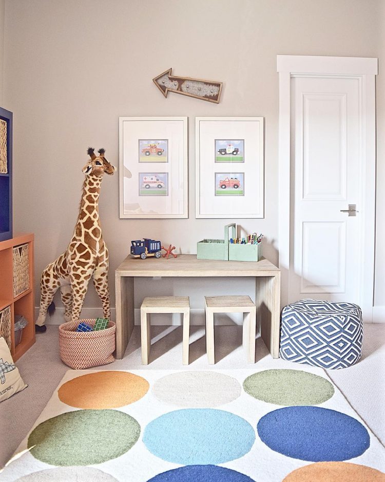 colorful circle rug for kids room + Tips for layering rugs