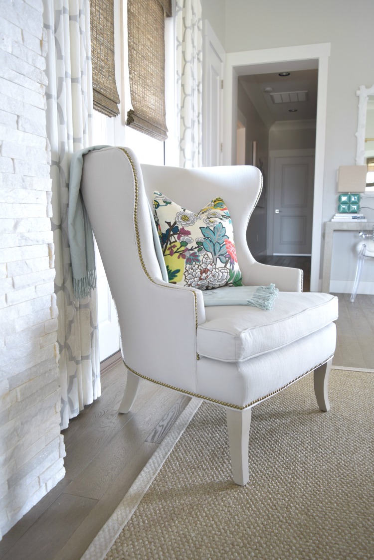 Living Room Ballard Thurston Wing Chair Chia Mang Dragon fabric