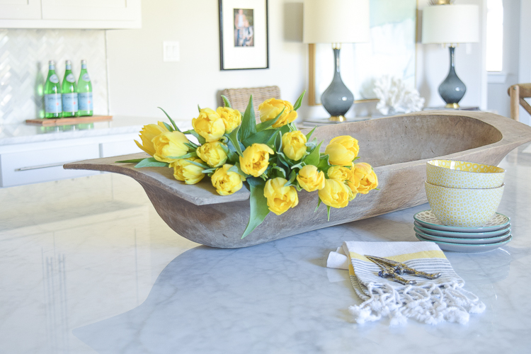 ZDesign At Home Spring Tour yellow tulips white kitchen