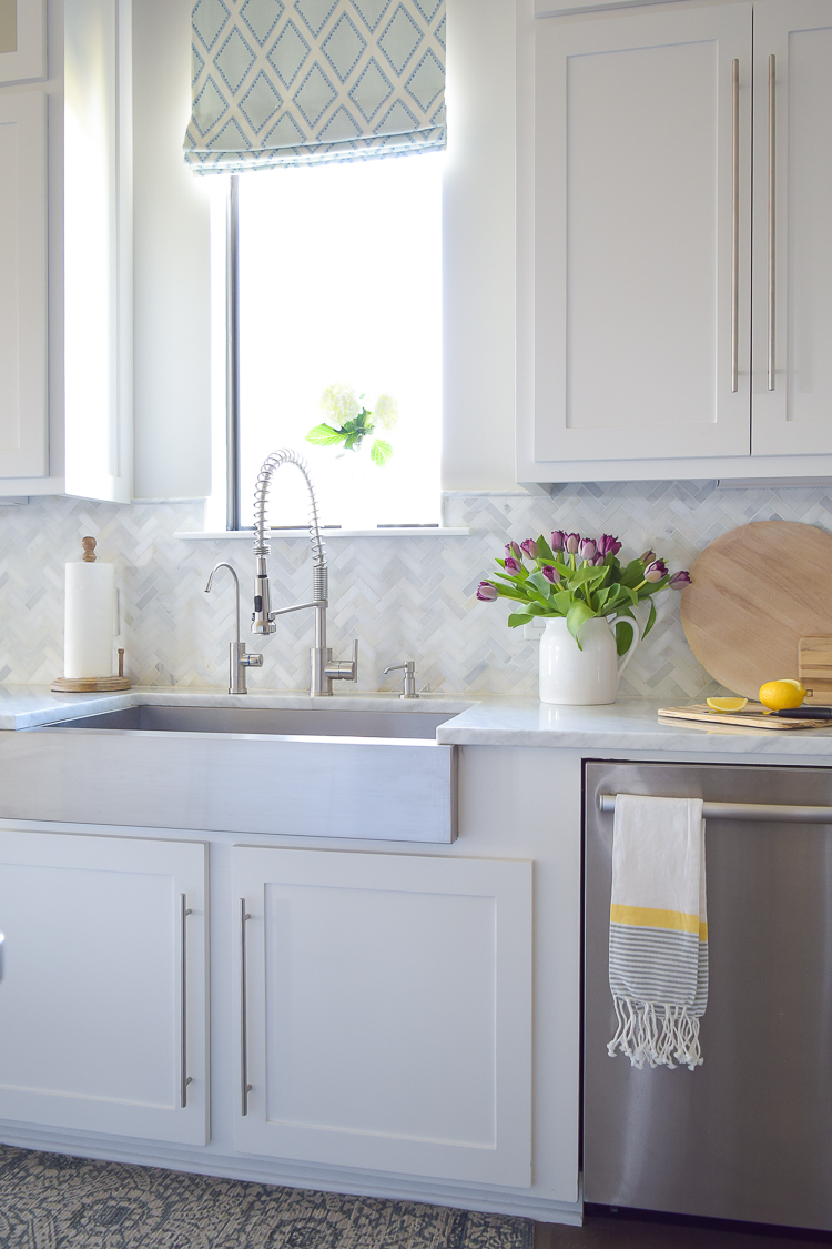 carrara marble herringbone backsplash kitchen