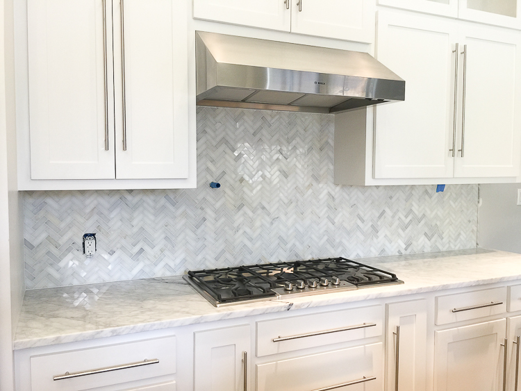 carrara marble white herringbone backsplash-6