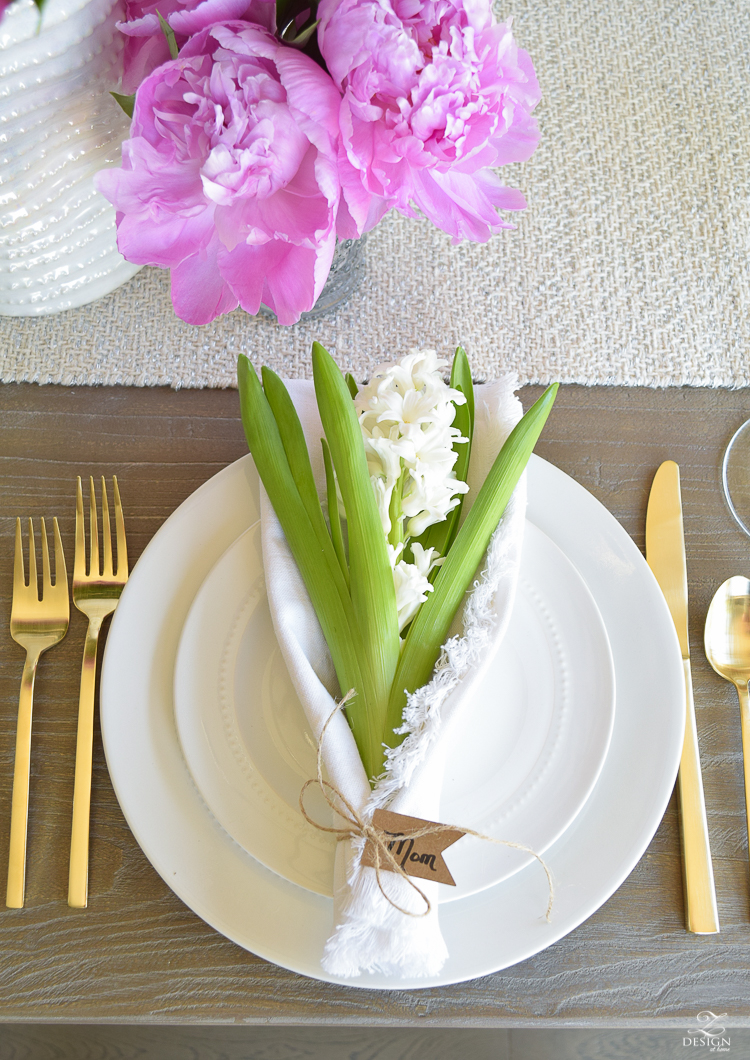 casual elegant mothers day table scape hyacinth alstromeria pink peonies-3