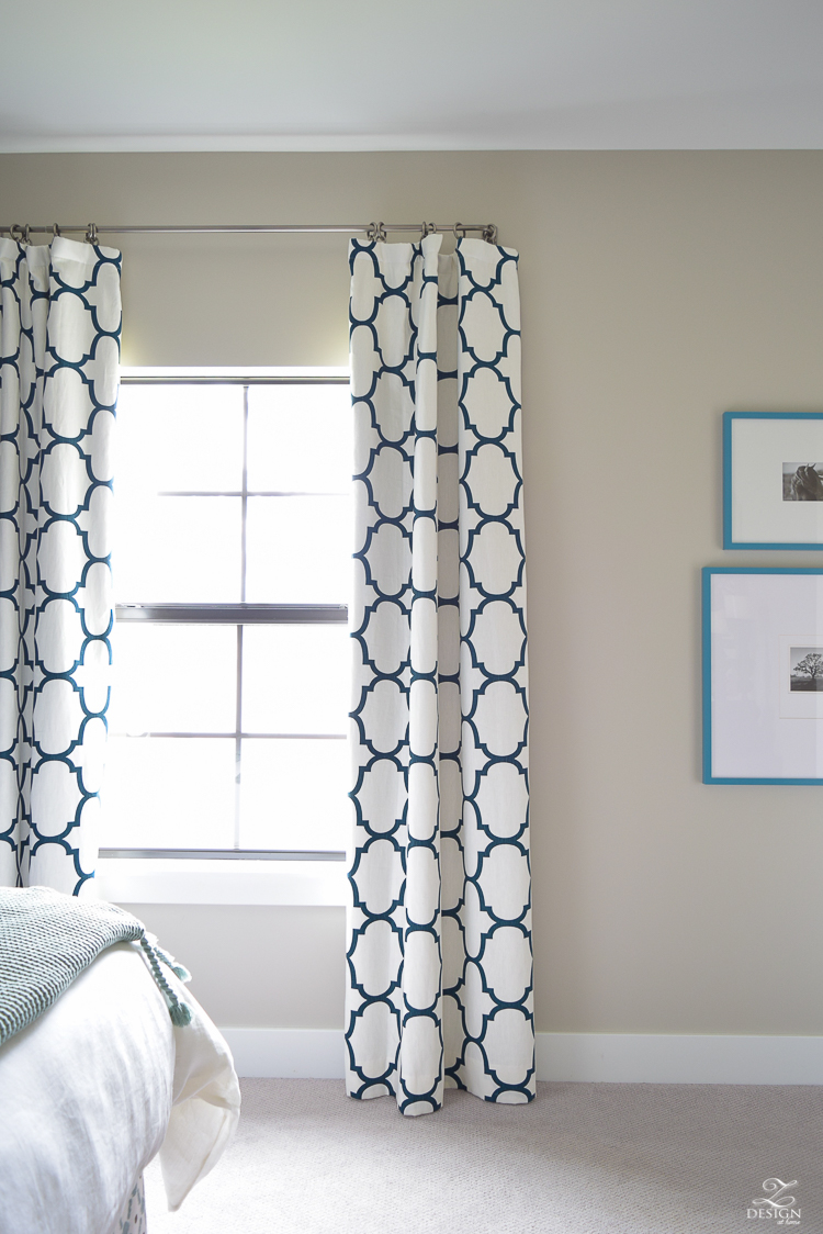 Navy-aqua bedroom with Kravet Riad Navy Curtains-1