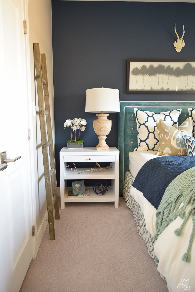 Transitional navy and aqua bed room-12