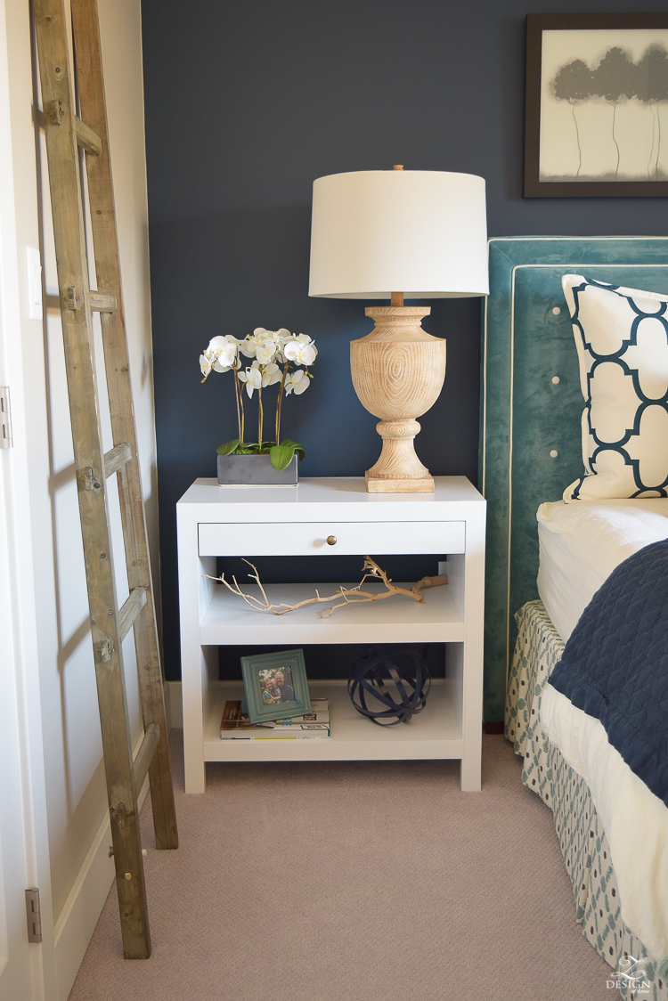 Transitional navy and aqua bed room-13