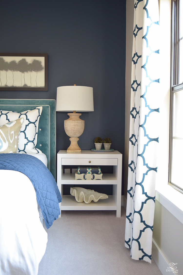 Transitional navy and aqua bed room-5