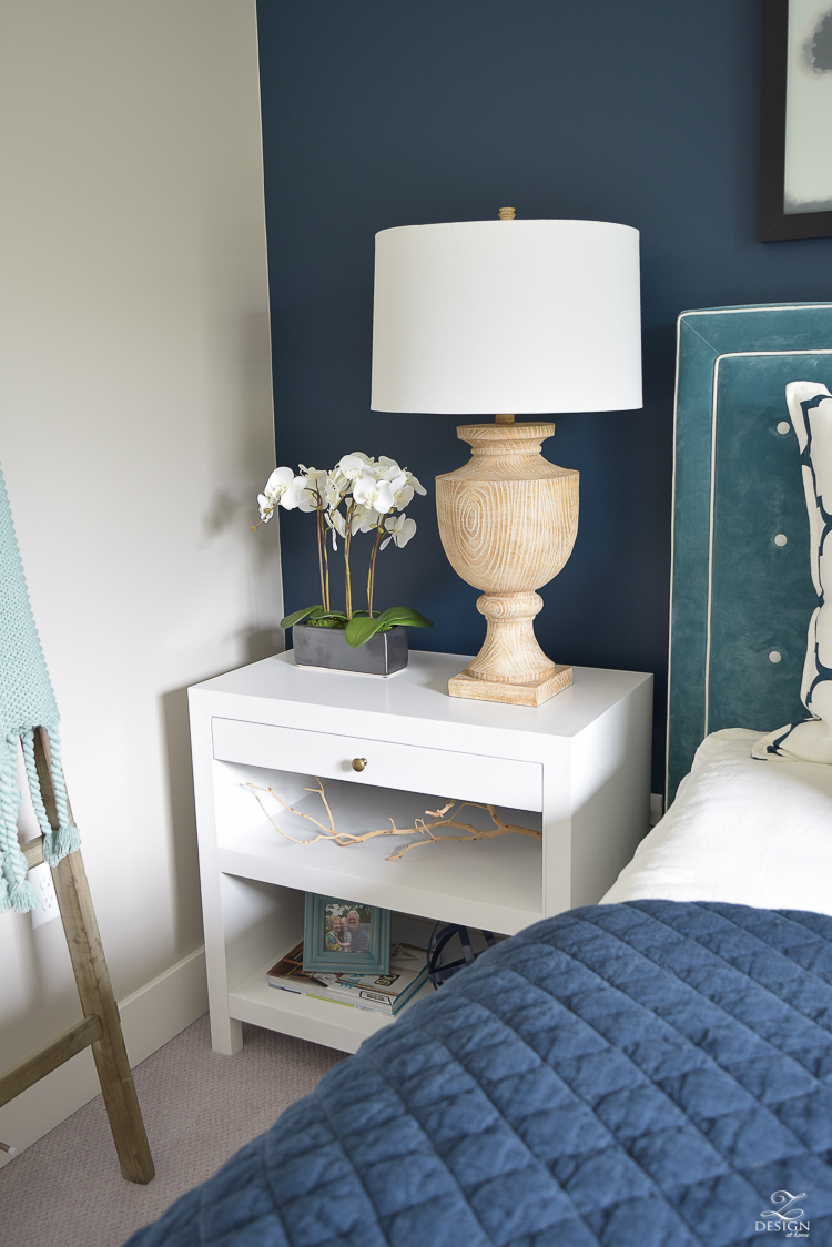 Transitional navy and aqua bedroom-17