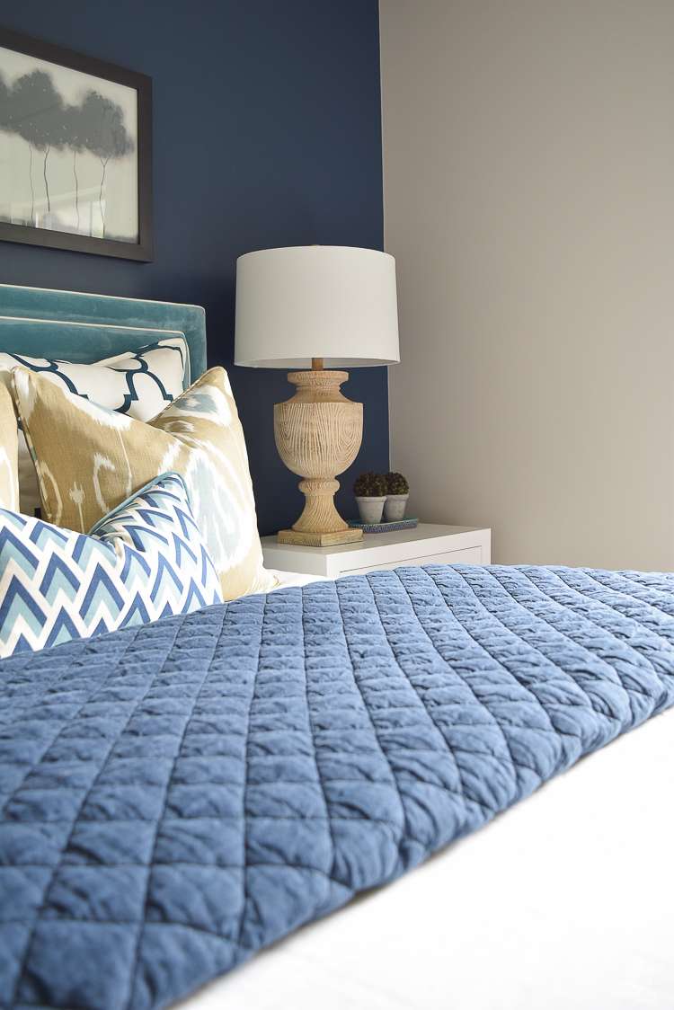 Transitional navy and aqua bedroom-18