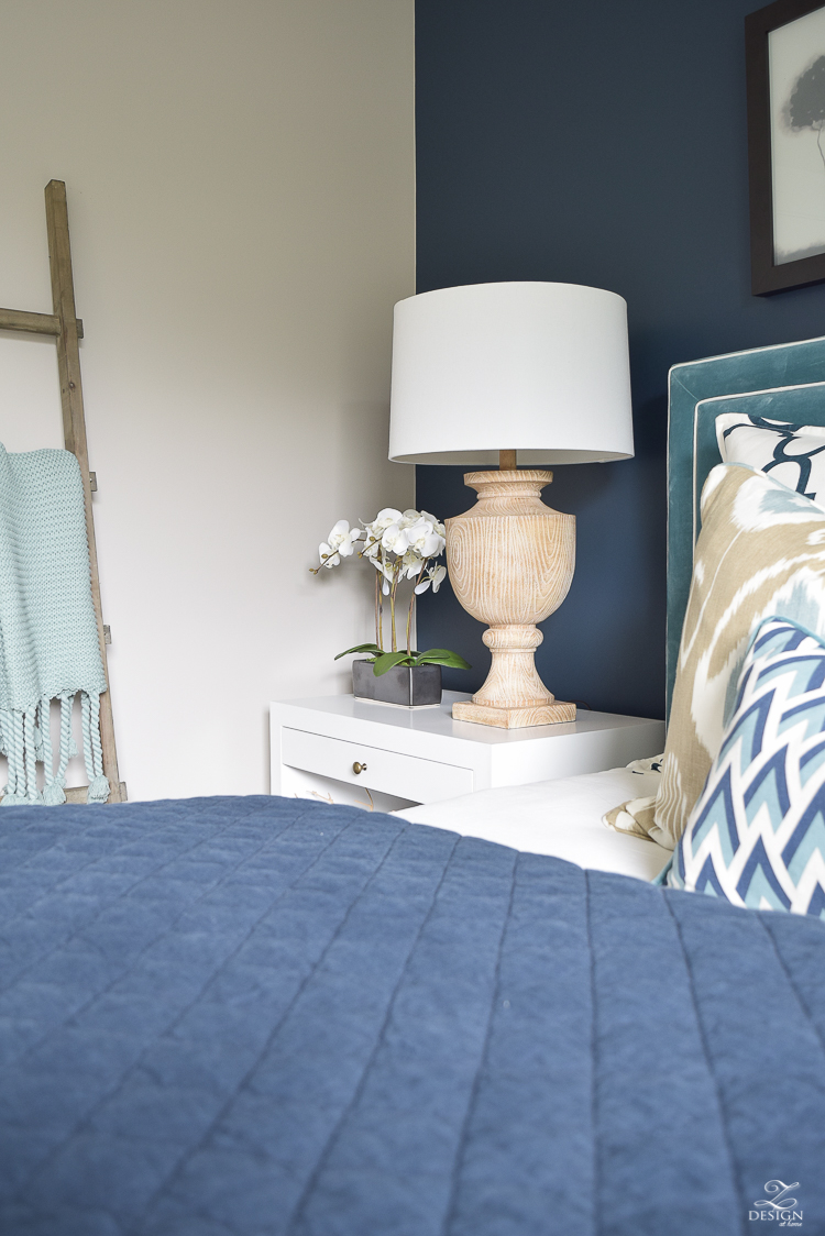 Transitional navy and aqua bedroom-19