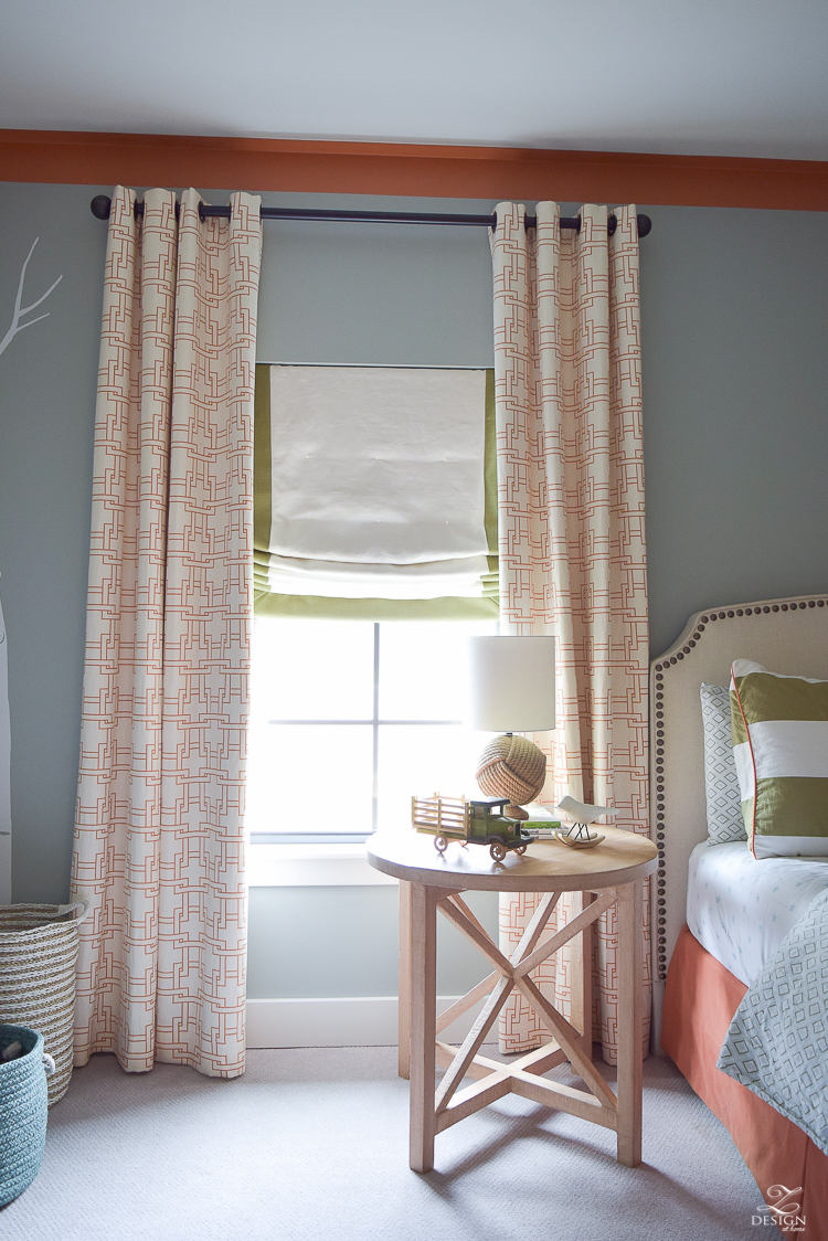 kravet city squares linen custom curtains in orange how to know when to use what curtains PB Essential curtain rod-1