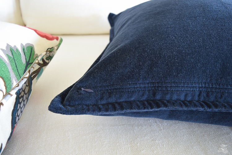 Pottery Barn washed navy velvet pillow