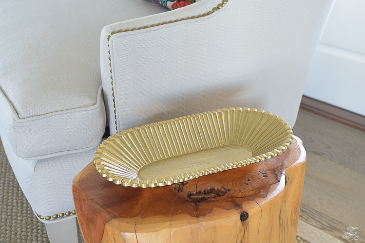 Summer living room brass tray