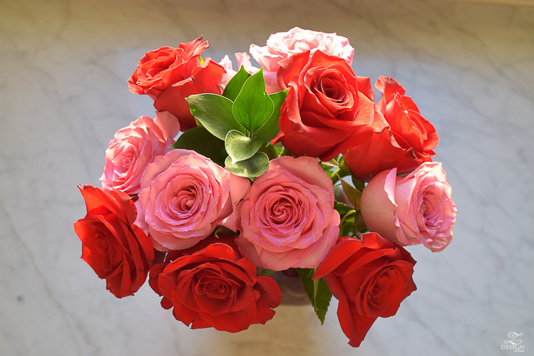 red and pink roses flower arrangement