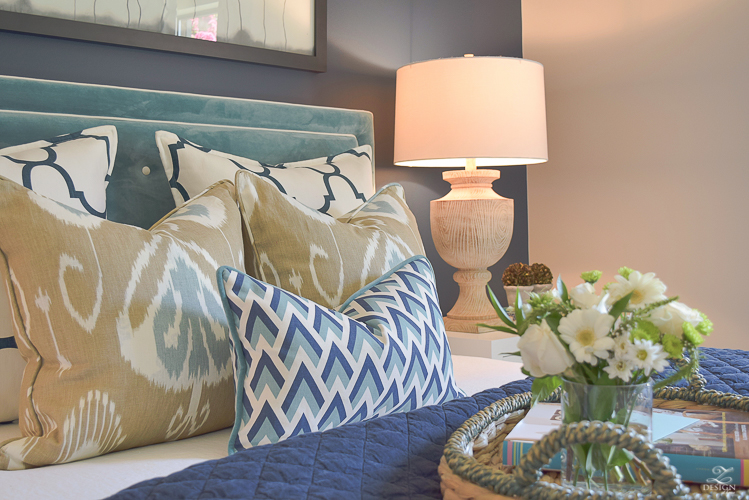 navy and aqua geometric pillows for sale