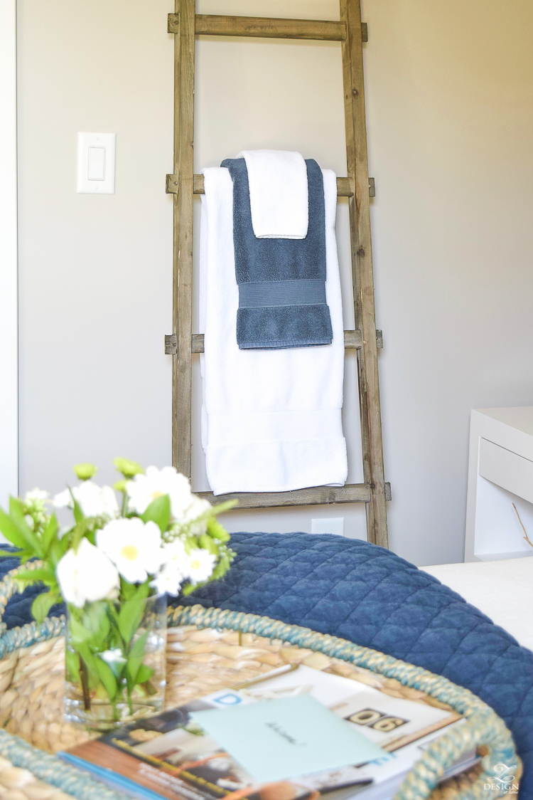 Simple Guest Room Tips Aqua Navy bedroom kravet riad navy pillows and curtains-6