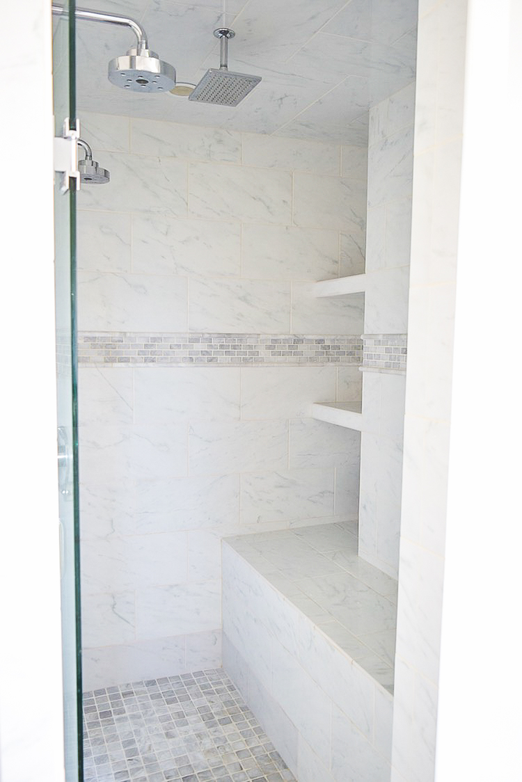 white carrara marble shower-1