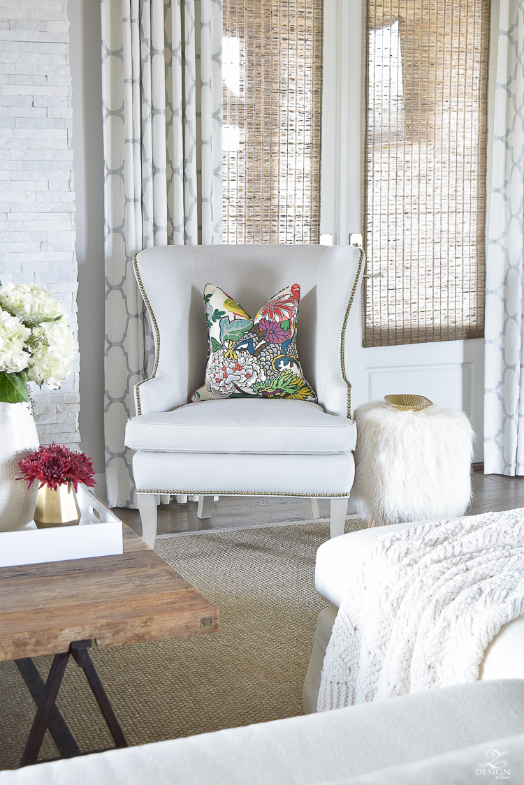 White-Transitional-Fall-Living-Room-Chiang-Mia-Dragon-Fabric-Pillow-Leaopard-Pillows-Fur-Stools-Kravet-Riad-Curtains