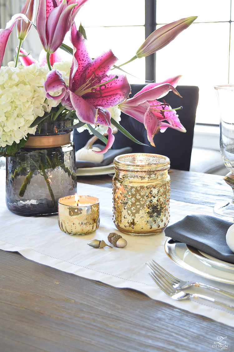 thanksgiving-tablescape-rustic-gray-table-dumont-dining-table-gold-accorn-scatter-white-hydrangeas-with-plum-lillies-1