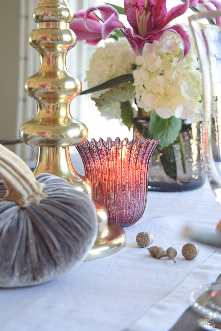 thanksgiving-table-scape-black-velvet-chairs-vintage-inspired-blue-rug-kravet-riad-curtains-gray-washed-dining-table-white-hydrangeas-plum-lillies-12