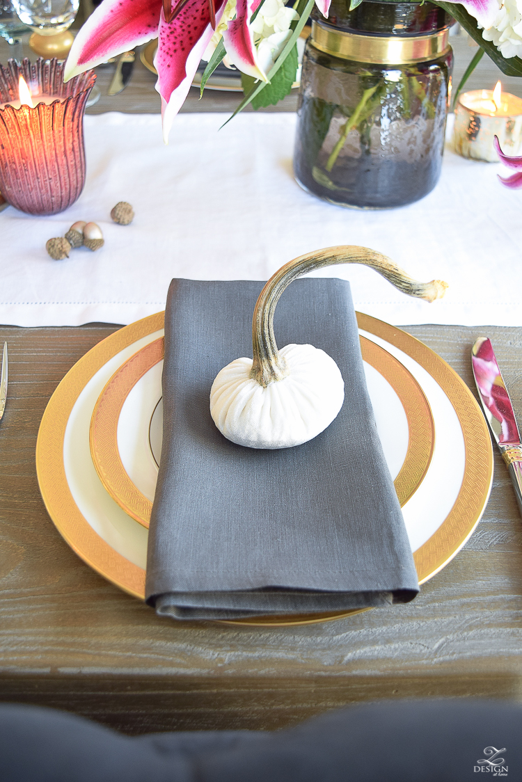 thanksgiving-table-scape-black-velvet-chairs-vintage-inspired-blue-rug-kravet-riad-curtains-gray-washed-dining-table-white-hydrangeas-plum-lillies-8