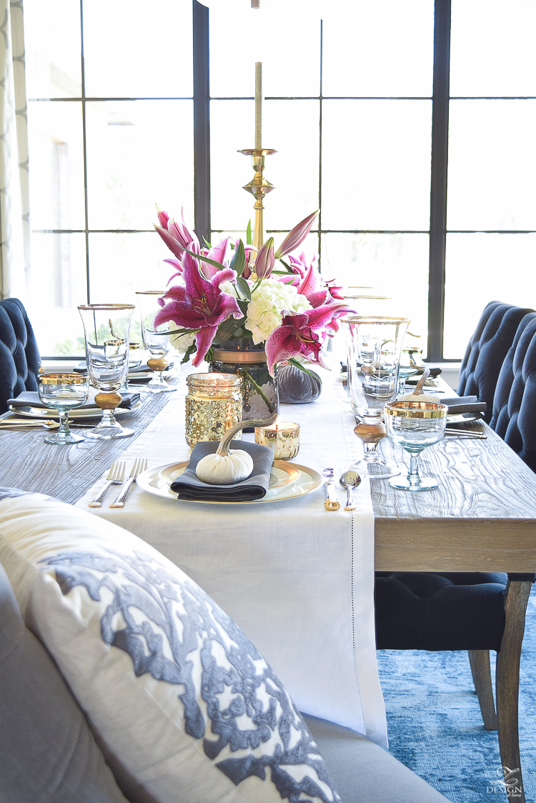 thanksgiving-table-scape-white-linen-table-runner-lennox-white-and-gold-dishes-hydrangeas-and-orchids-brass-candlestick-holders-1