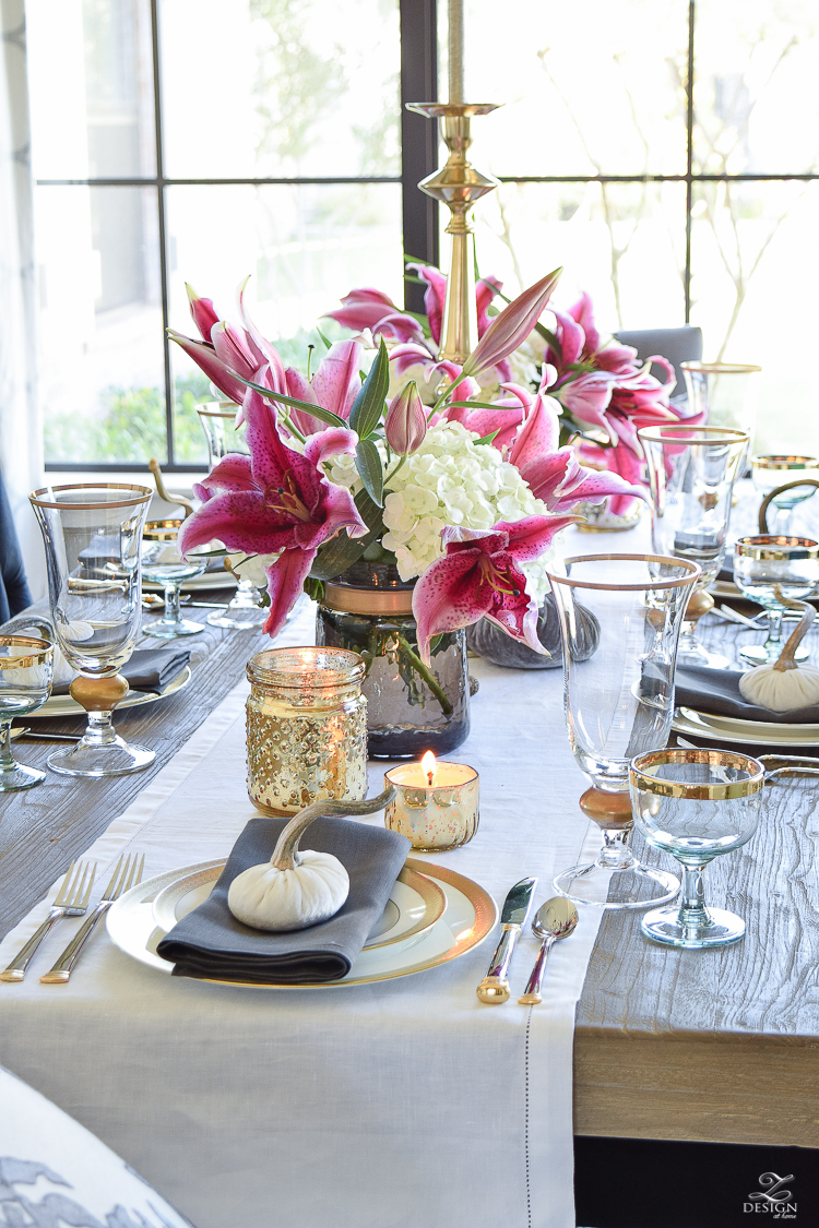 thanksgiving-table-scape-white-linen-table-runner-lennox-white-and-gold-dishes-hydrangeas-and-orchids-brass-candlestick-holders-3