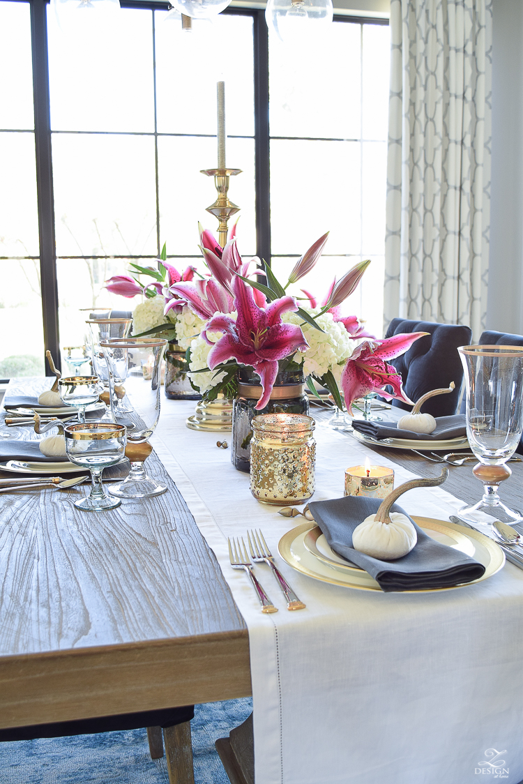 thanksgiving-table-scape-white-linen-table-runner-lennox-white-and-gold-dishes-hydrangeas-and-orchids-brass-candlestick-holders-4