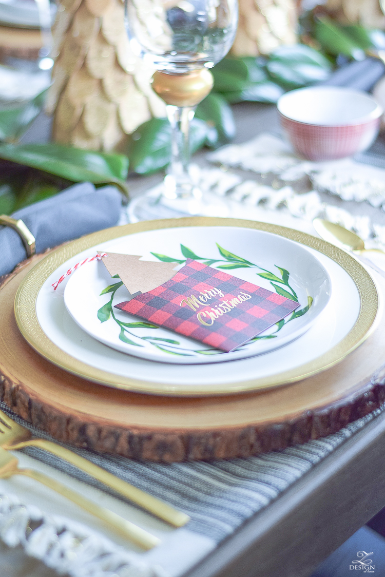 christmas-home-tour-christmas-place-setting-black-and-white-fringed-placemats-wood-slice-placemat-merry-christmas-note-cards-6