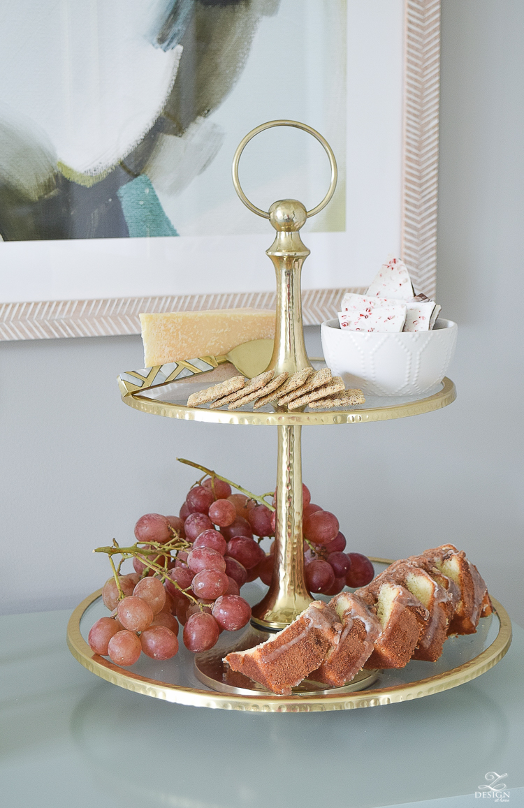 christmas-home-tour-aqua-bar-cabinet-brass-and-glass-tiered-tray-white-wood-reindeer-minted-abstract-art-sherwin-williams-mindful-gray-paint-2