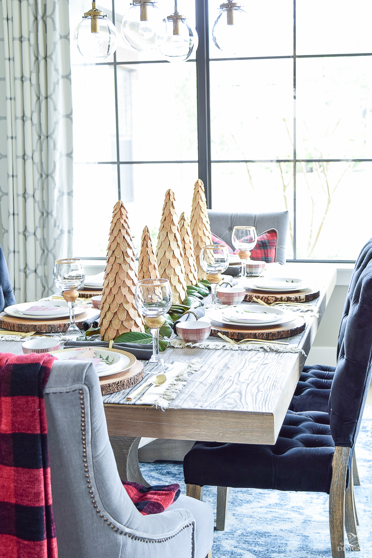 christmas-home-tour-wooden-christmas-trees-plaid-bowls-rustic-gray-table-2