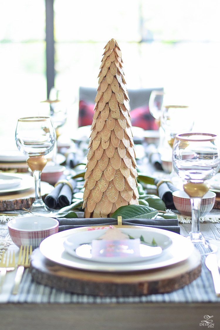 christmas-tour-wood-themed-table-setting-plaid-bowl-magnolia-garland-black-tufted-chairs-4