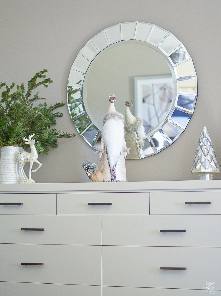 bedroom-christmas-home-tour-chirstmas-bedding-round-faceted-mirror-white-christmas-decor-flocked-tree-geometric-wallpaper-2