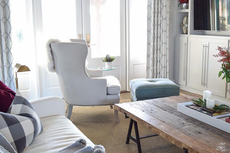 christmas-home-tour-gray-wingback-chair-with-brass-nailheads-christmas-shelf-styling-1