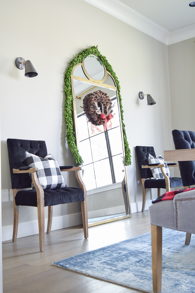 sw-mindful-gray-holiday-home-tour-buffalo-check-gold-floor-mirror-black-velvet-dining-chairs-mid-century-sconces-1