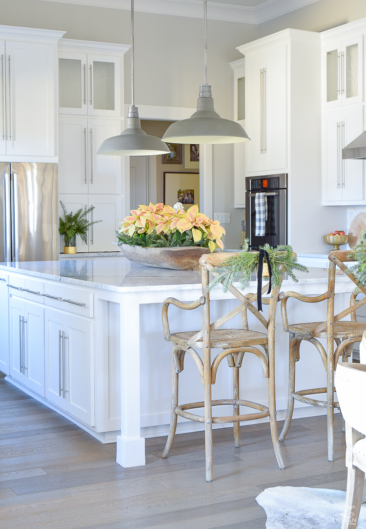 modern-white-farmhouse-kitchen-white-carrara-marble-countertops-and-backsplash-vintage-barn-pendants-christmas-kitchen-decor-1