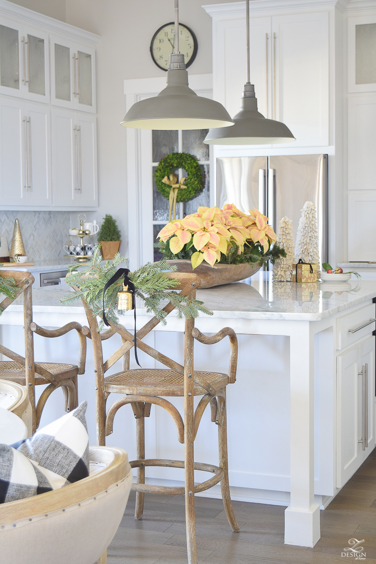 white-modern-farmhouse-kitchen-with-white-carrara-marble-and-white-herringbone-backsplash-christmas-deocr-for-the-kitchen-vintage-barn-pendants-large-dough-bowl-17