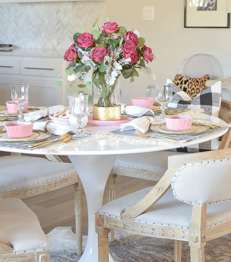 Chic Pink, Black, & Gold Valentine’s Brunch Tablescape