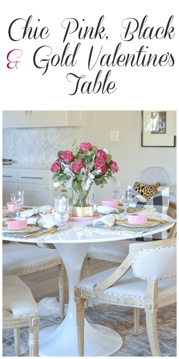 Chic pink, black and gold Valentine's Table