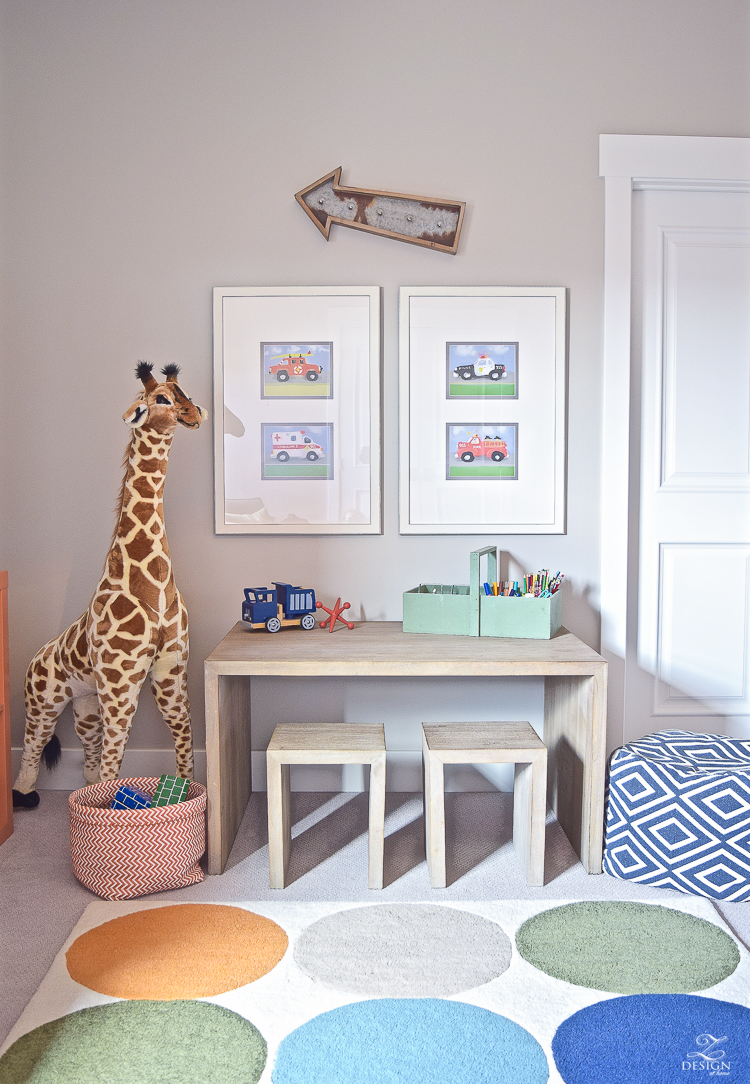 boys playroom car art melissa and doug giraffe restoration hardware play craft table -1