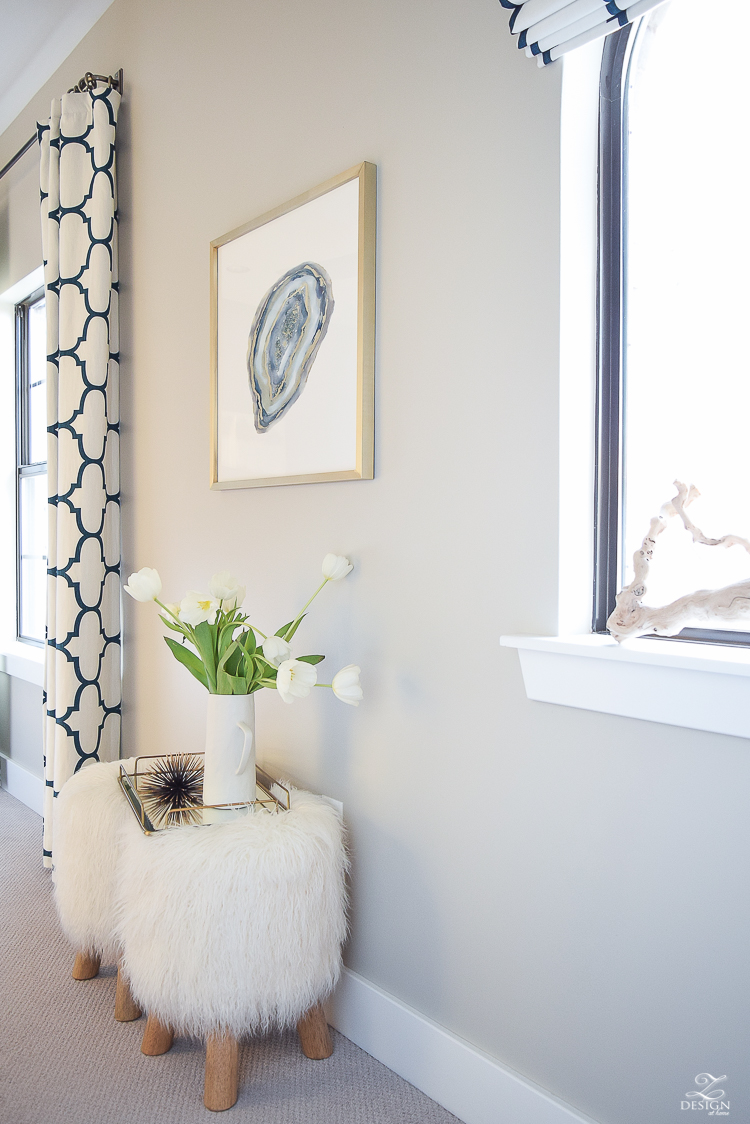 minted art aqua agate by amy lighthall artist fur stools kravet riad drapes in navy colonade gray paint gray carpet-3