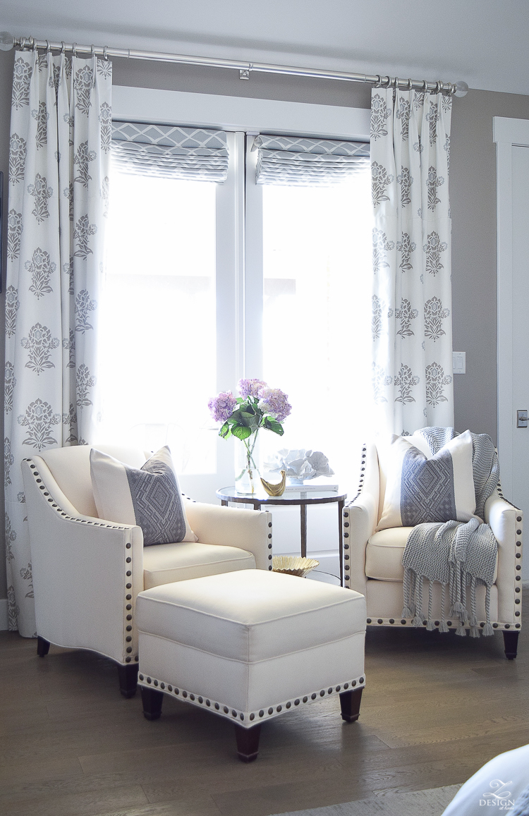 Spring decor white and gray bedroom sitting area spring accessoreis Spring home tour-4