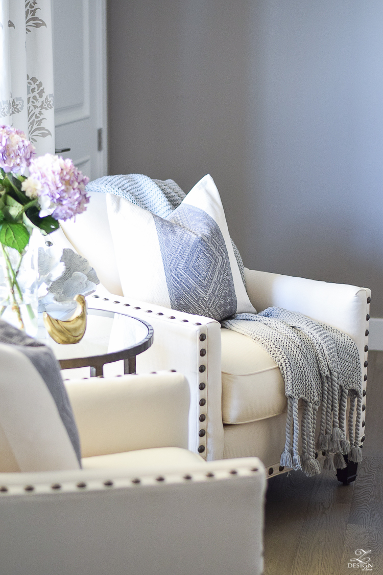 Spring decor white and gray bedroom sitting area spring accessoreis Spring home tour-8