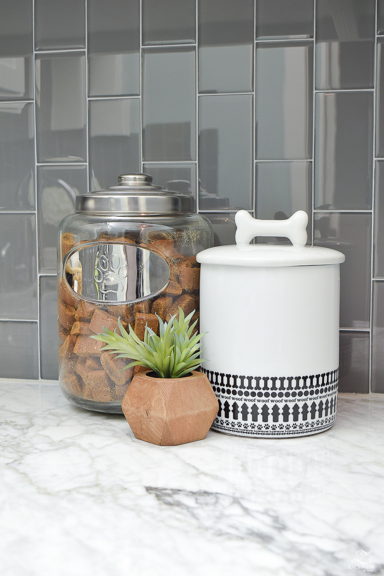 Beautiful Laundry Room Ideas Woof Dog Treat Jar Designer dog treat jars vertical gray glass tile carrara marble in the laundry room-1