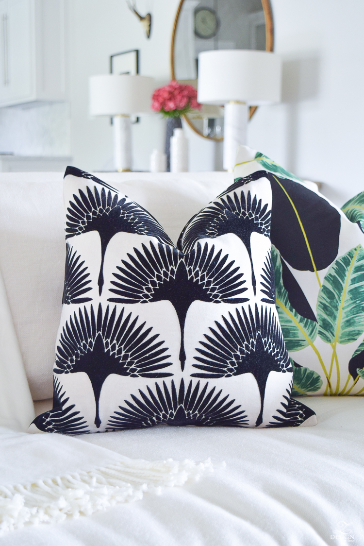 ZDesign At Home summer pillows black and white bird flock pillow with gold zipper palm print pillow everygreen velvet pillow with gold zipper-1