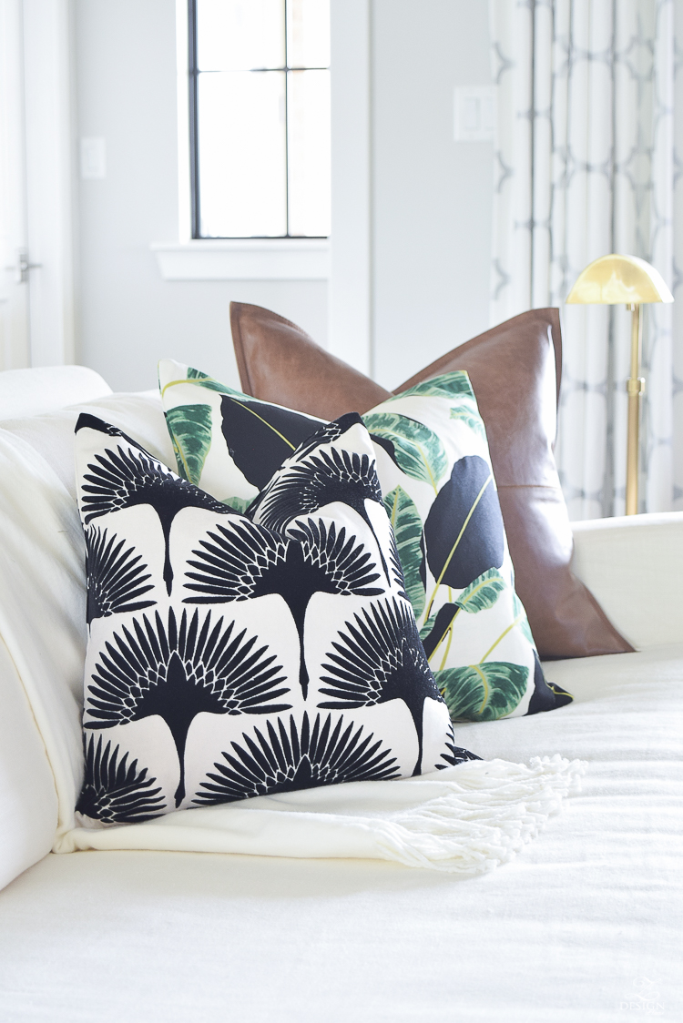 ZDesign At Home summer pillows black and white bird flock pillow with gold zipper palm print pillow everygreen velvet pillow with gold zipper-3