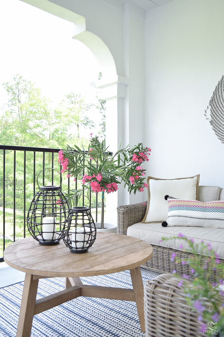 Outdoor patio decor and design black and white hanging basket on wall beautiful patio design pink oleander -1