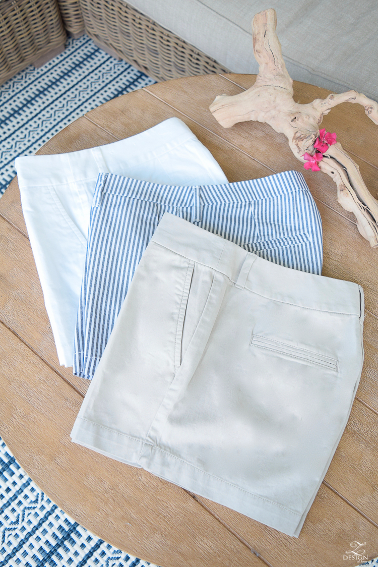 khaki 3 1-2 inseam shorts blue and white striped 3 inseam shorts -1
