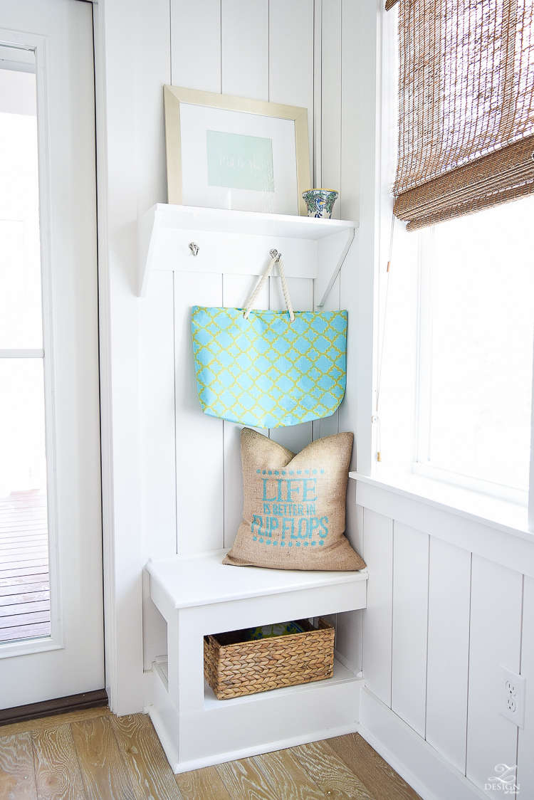 beach house decor small mud room in beach house design coastal cottage design life is better in flipflops pillow-1