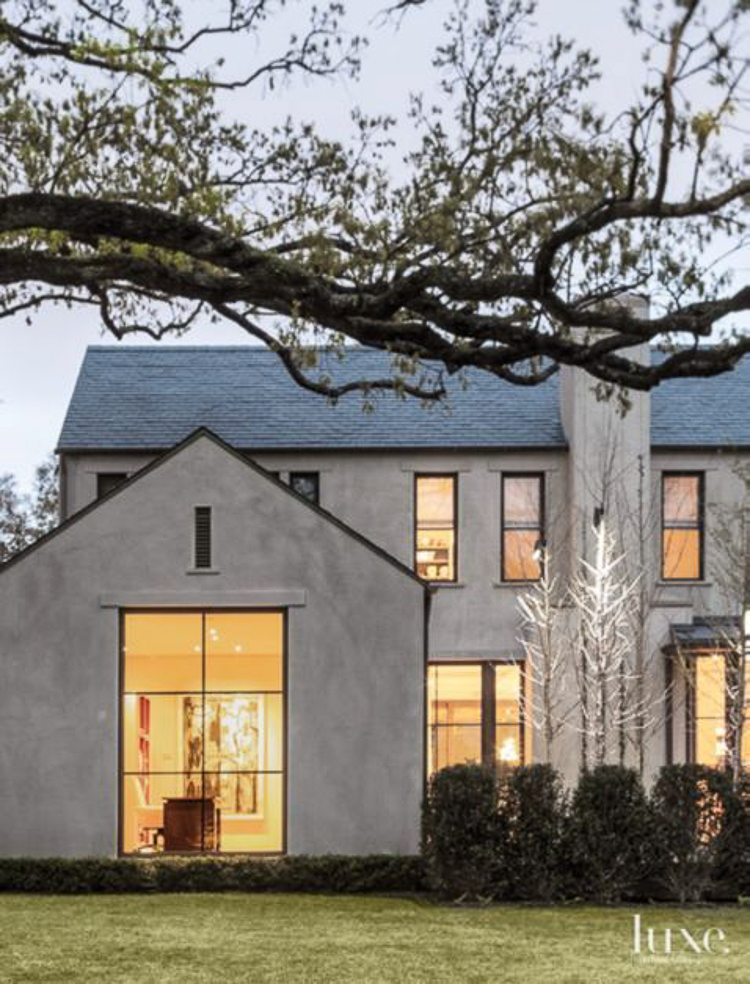 Custom Home Build Journey Inspiration Building a custom home in houston, texas -23 transitional white stucco home with black metal roof black shingle roof