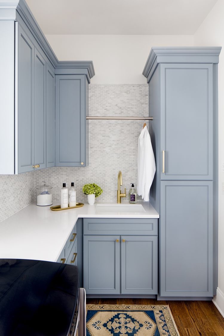 blue cabinets in laundry room Stephanie Gamble Interiors